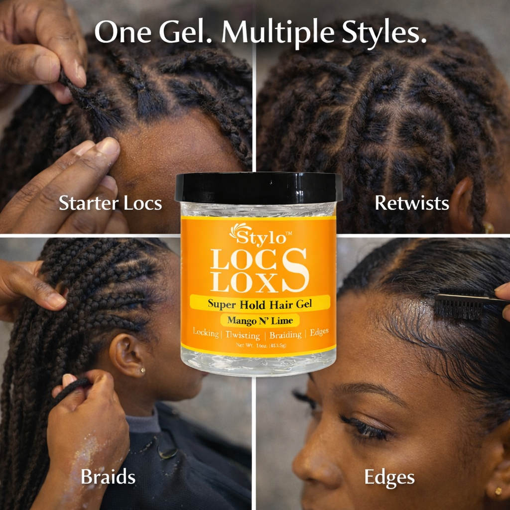 Stylo™ Locs Loxs Super Hold Hair Gel Locking, Twisting, Braiding & Edges Hold Hair Gel - Mango N&