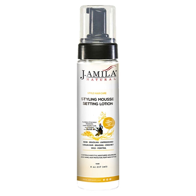 J. AMILA NATURAL Hair Care Styling Mousse Setting Lotion Olive Oil 8 oz 237 (ml)