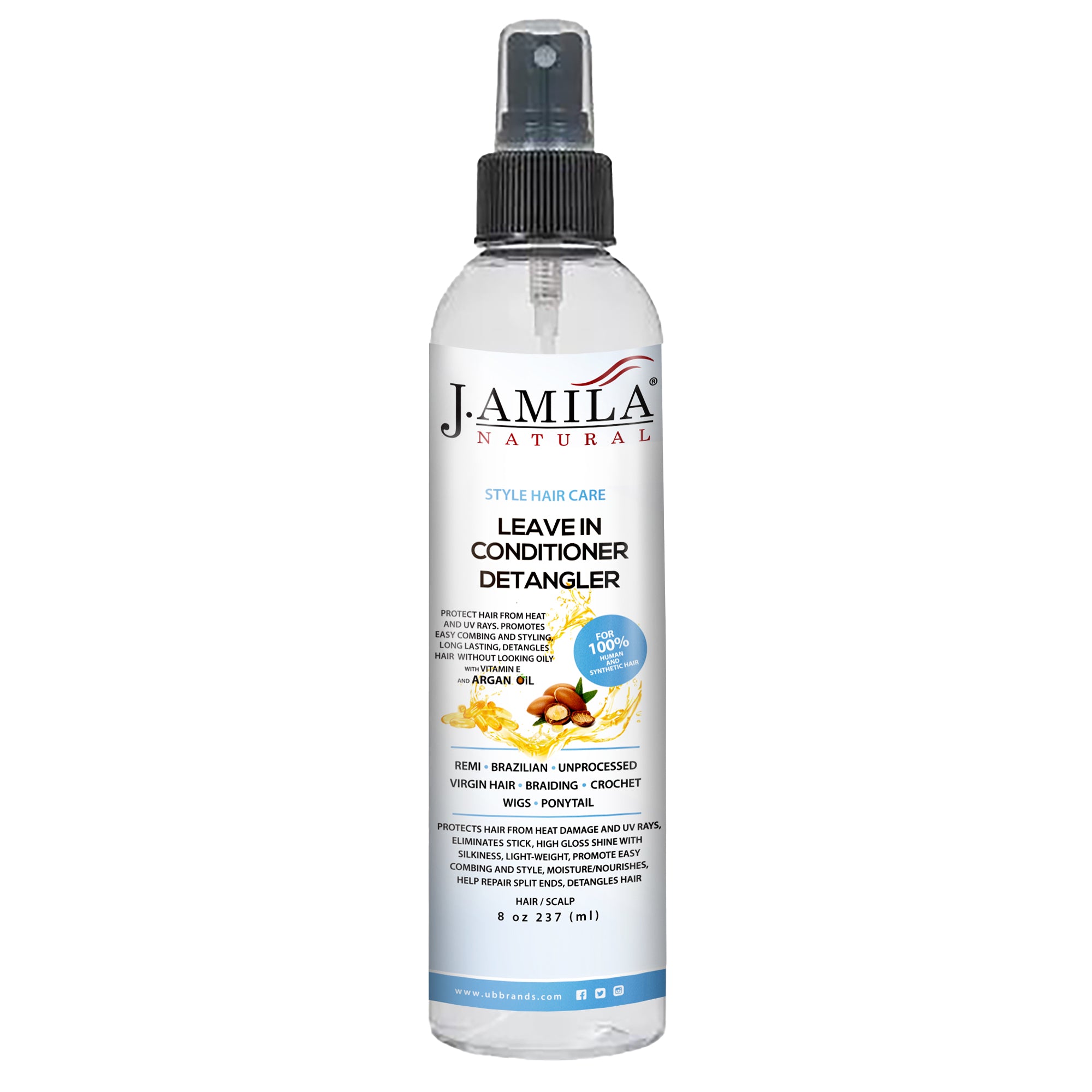 J. AMILA NATURAL Hair Care Leave In Conditioner Detangler Protect From Heat &amp; UV Rays With Vitamin E &amp; Coconut Oil (8oz)