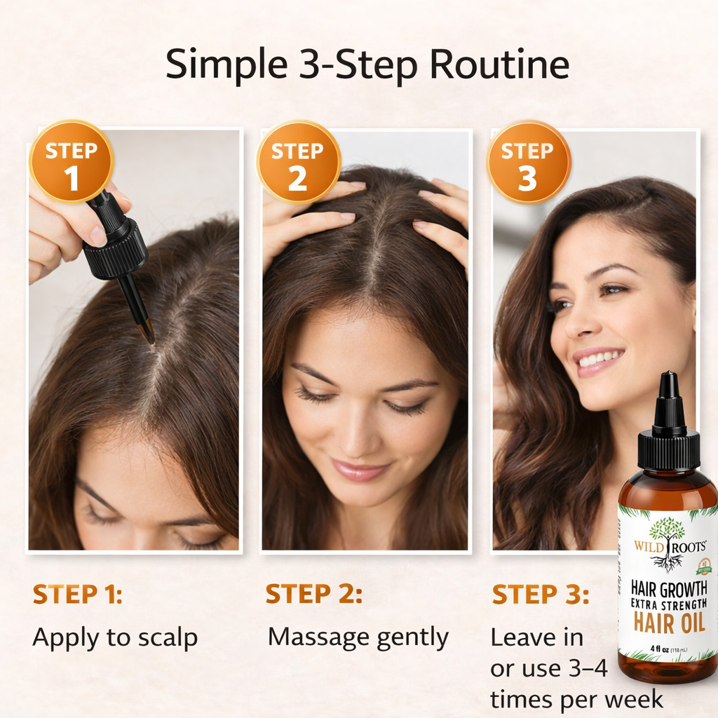 Wild Roots Extra Strength Hair Growth Oil – Fast-Growing, Thickening Scalp &amp; Hair Treatment (4oz)