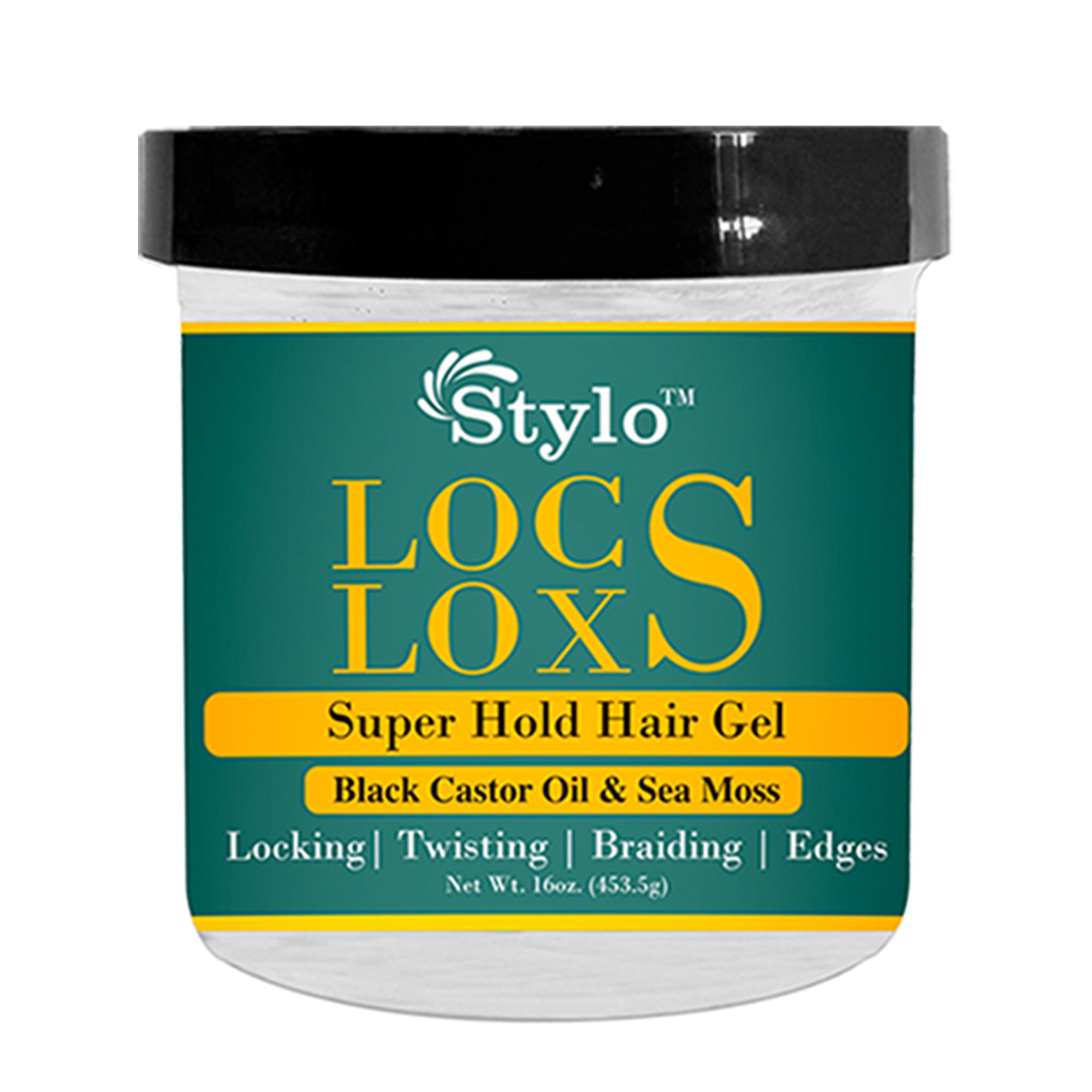 Stylo Locs Loxs Super Hold Hair Gel  Black Castor Oil &amp; Sea Moss (16oz)