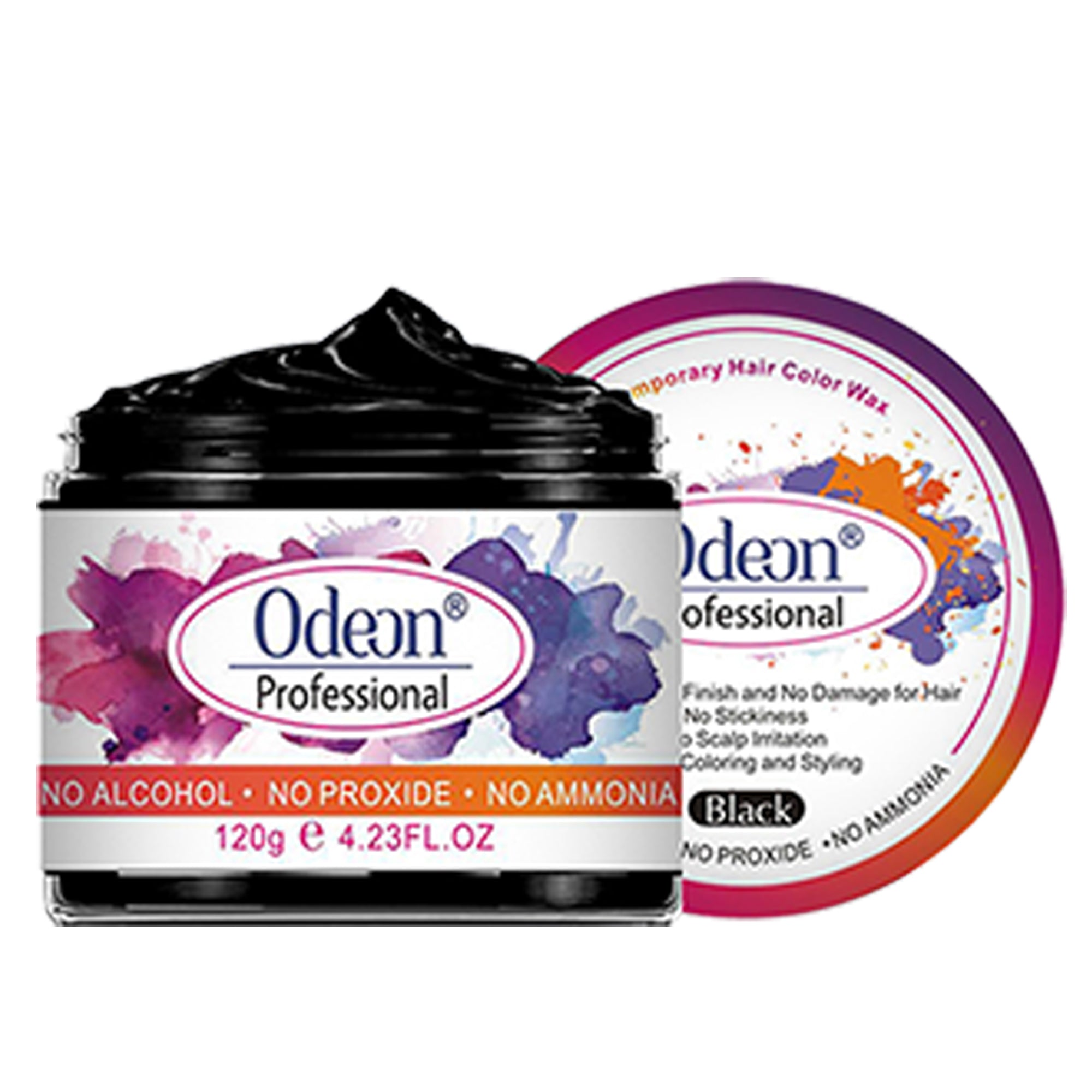 Odeon Black Hair Color Wax, Temporary Hair Dye for Women &amp; Men (4.23oz)