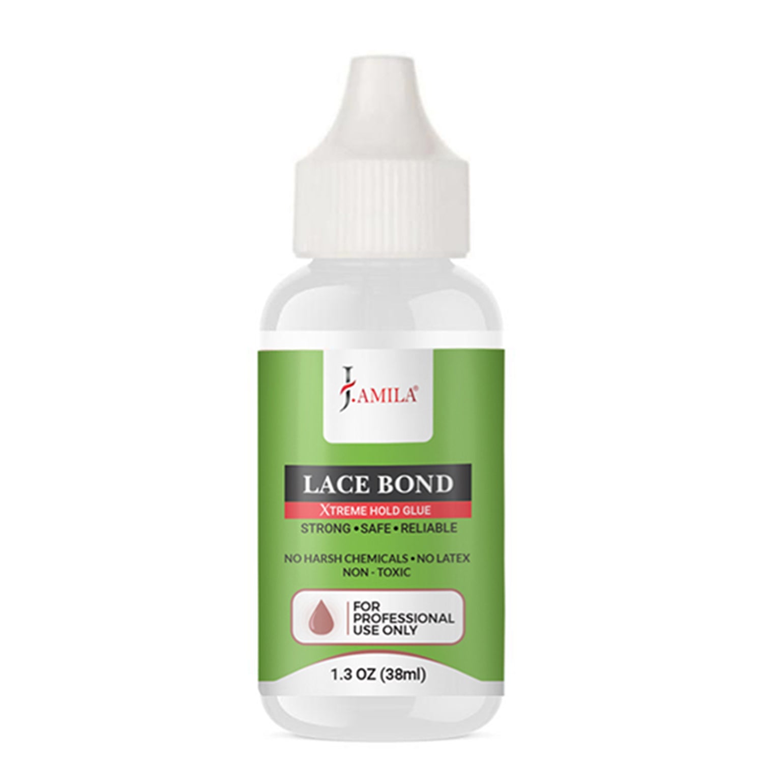 J. AMILA Lace Bond Xtreme Hold Glue - Strong, Safe, Reliable, No Harsh Chemicals, Non-Toxic, Invisible Wig Bond, Long-Lasting Hold, Professional Use, 1.3 oz 38ml