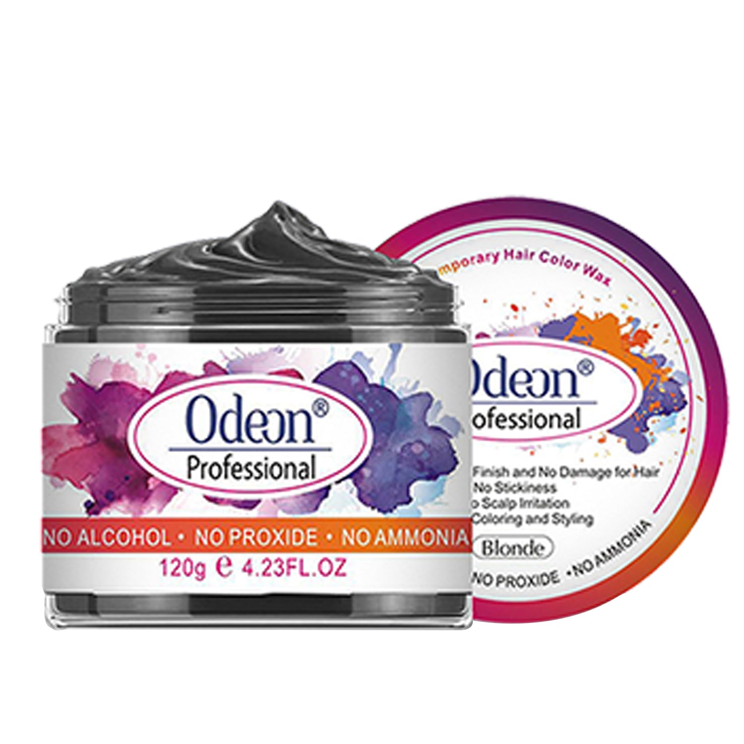 Odeon Black Hair Color Wax, Temporary Hair Dye for Women &amp; Men (4.23oz)