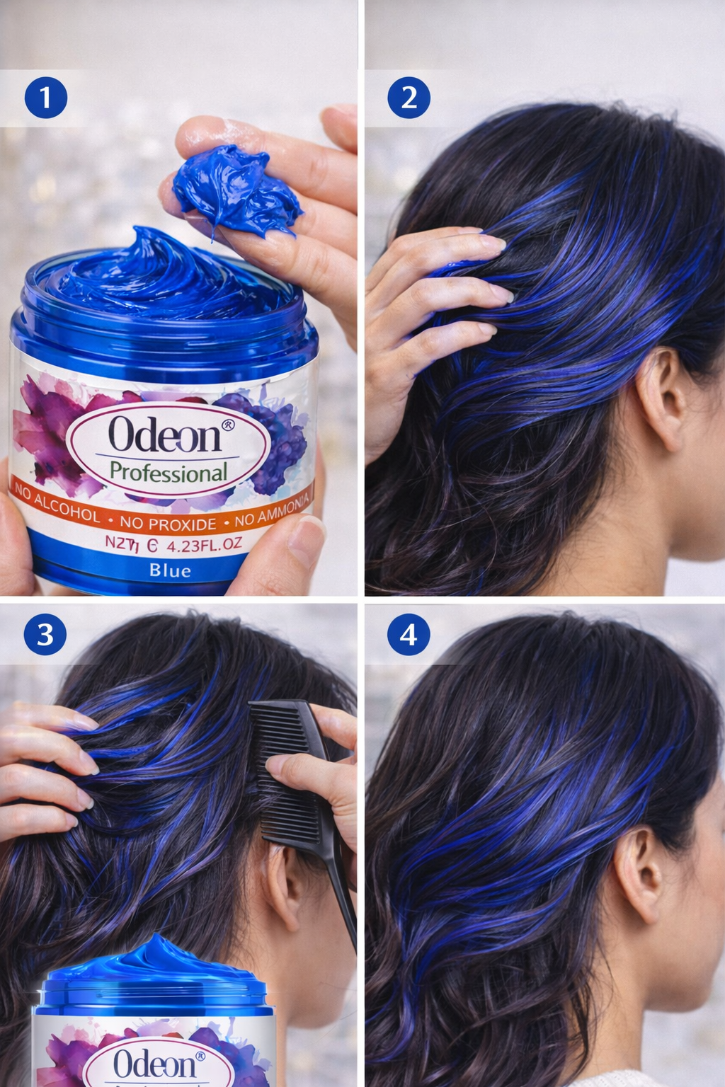 Odeon Professional Blue Hair Color Wax, Temporary Hair Dye for Women &amp; Men (4.23oz)