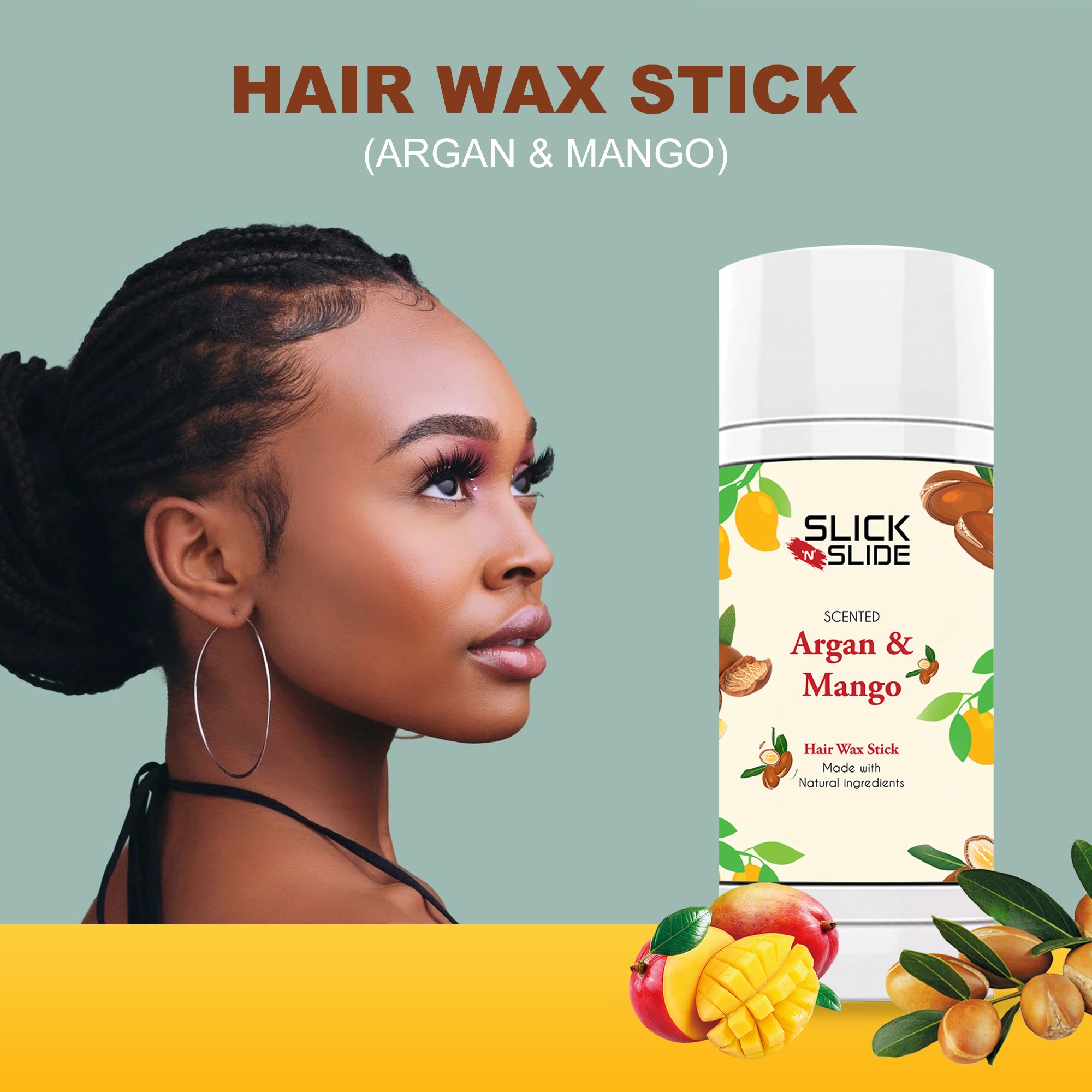 Slick N Slide Argan and Mango Hair Wax Stick 2.7 oz