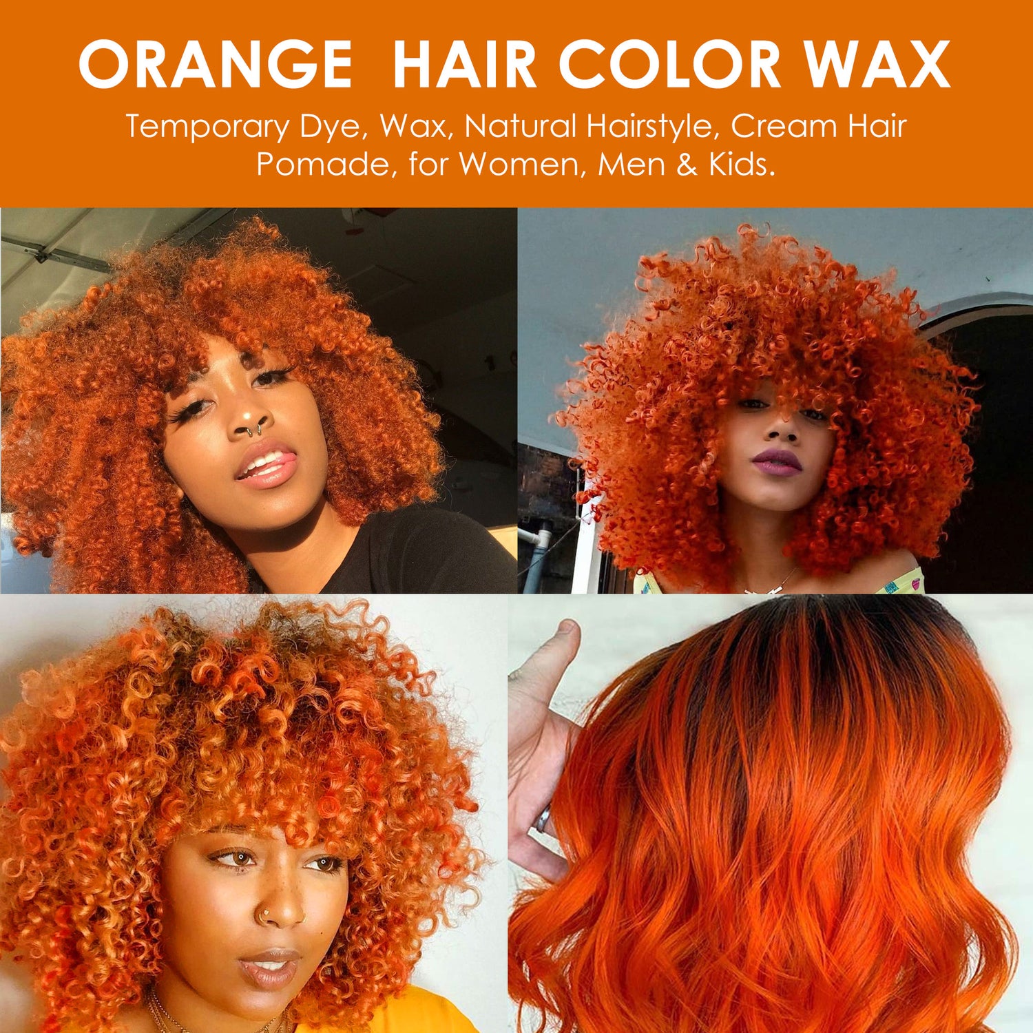 Odeon Orange Hair Color Wax, Temporary Hair Dye for Women &amp; Men (4.23oz)