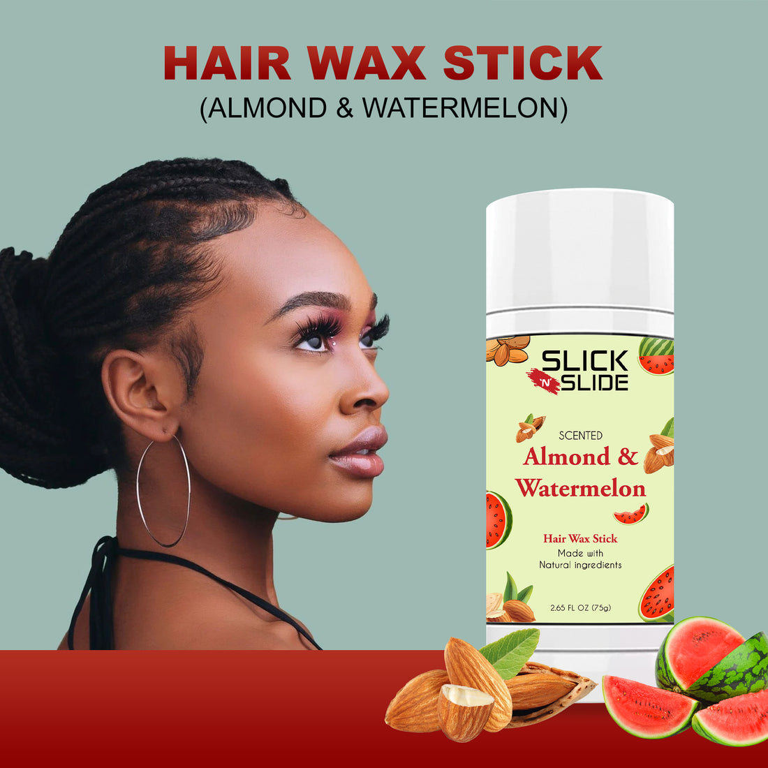 Slick N Slide Almond &amp; Watermelon Hair Wax Stick 2.7 fl oz