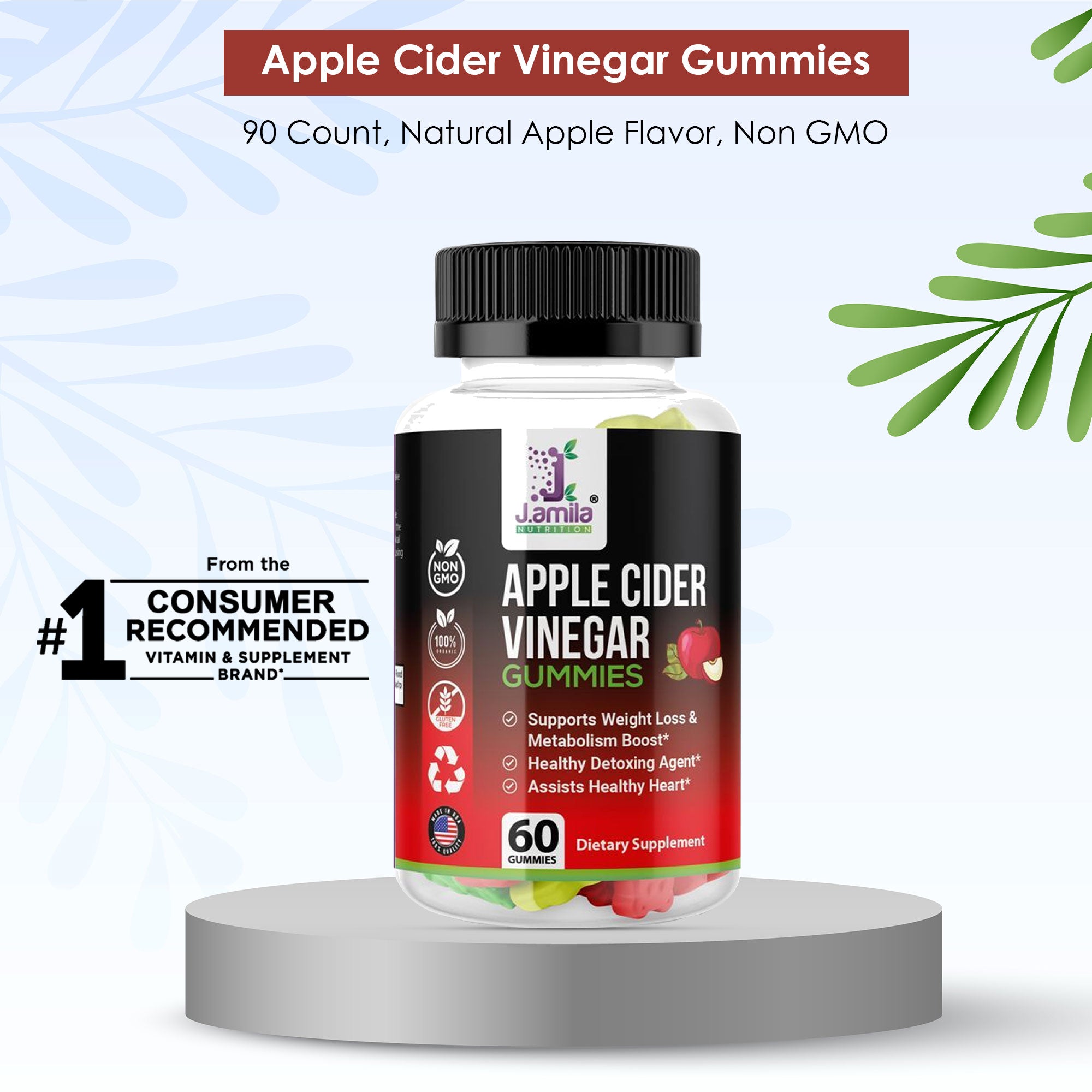 J. AMILA Apple Cider Vinegar Gummies (60ct)