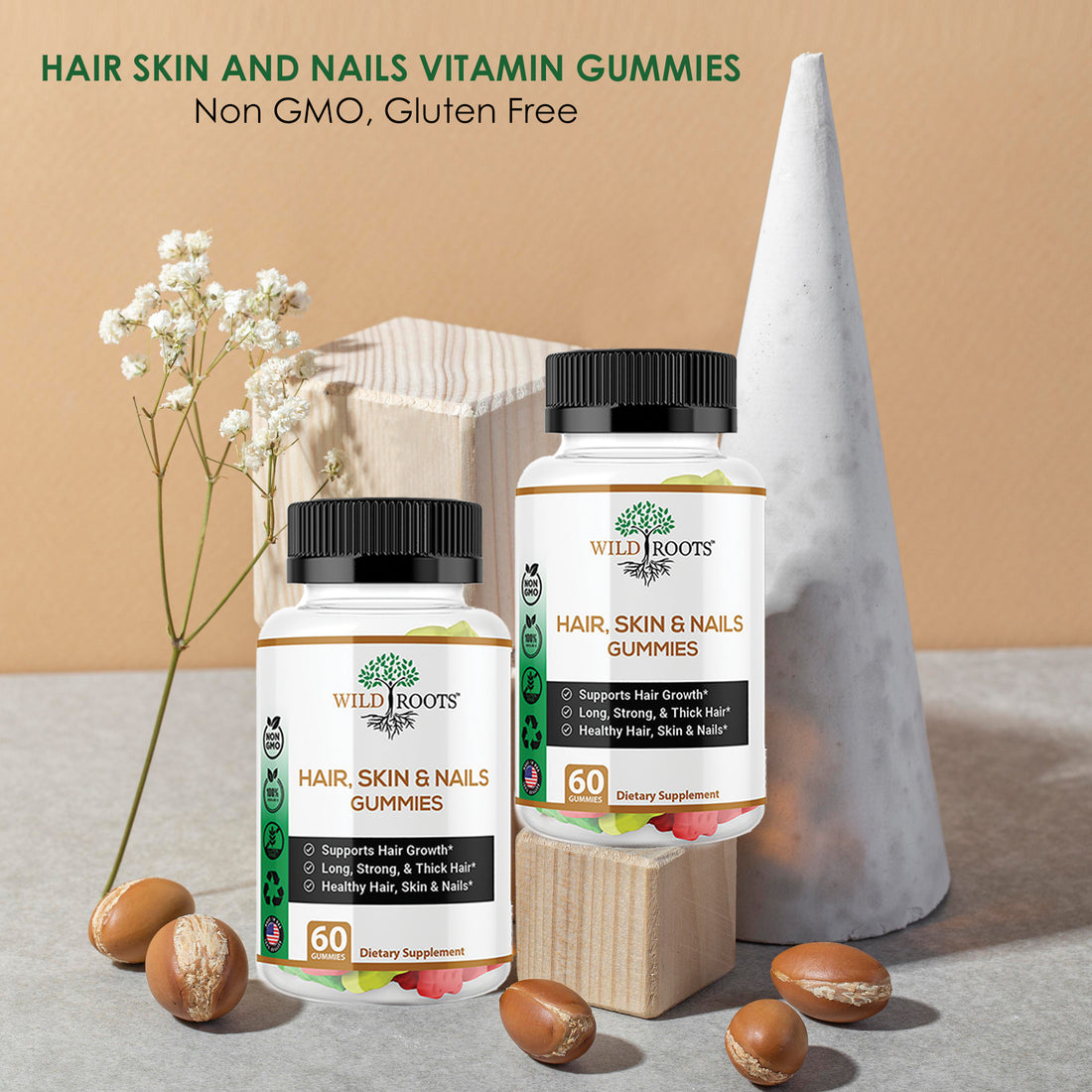 WildRoots Hair, Skin &amp; Nails 60 Gummies