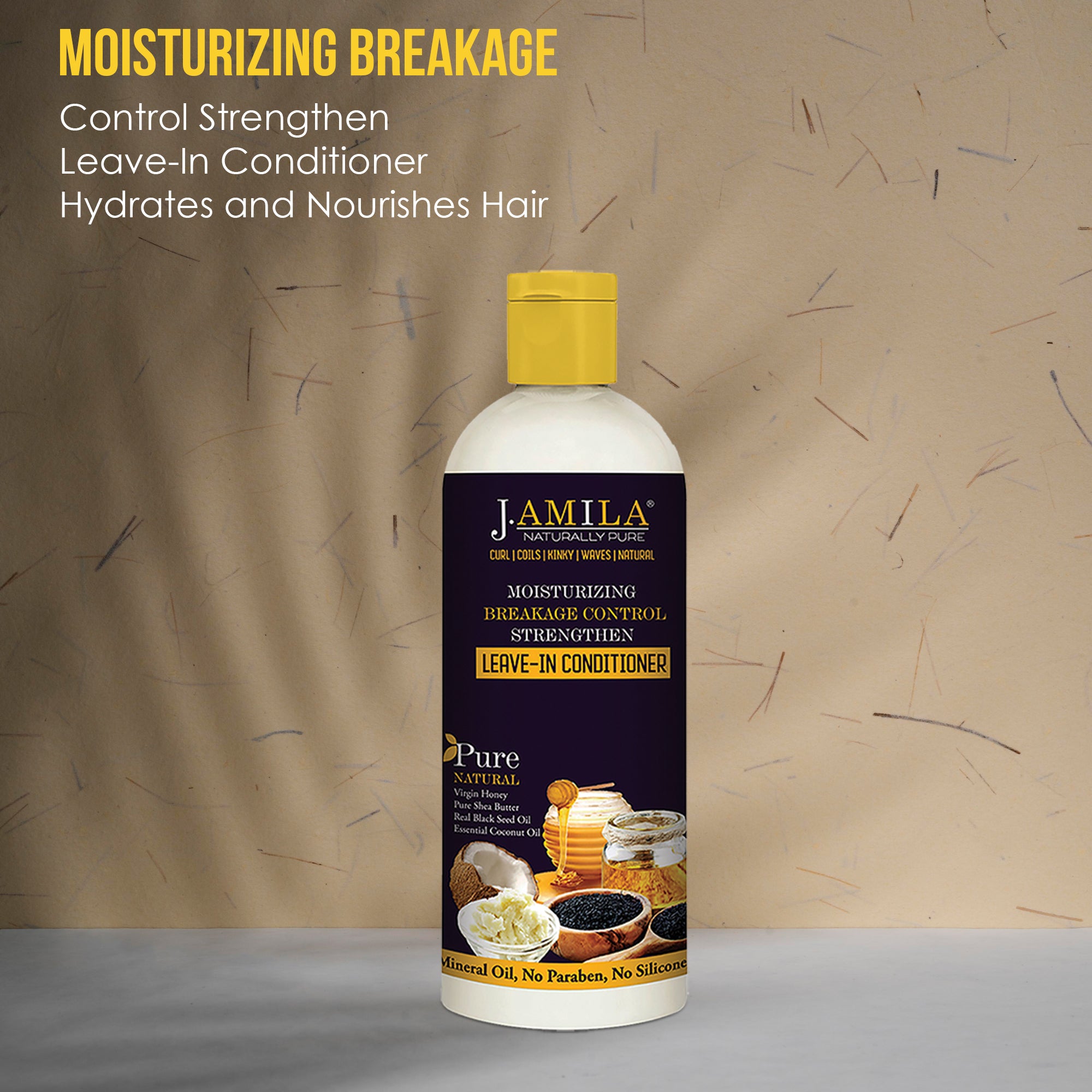 J. AMILA Naturally Hair Care Pure Moisturizing Breakage Control Leave-in Conditioner Hydrates And Nourishes Hair For All Hair Types (12 oz)