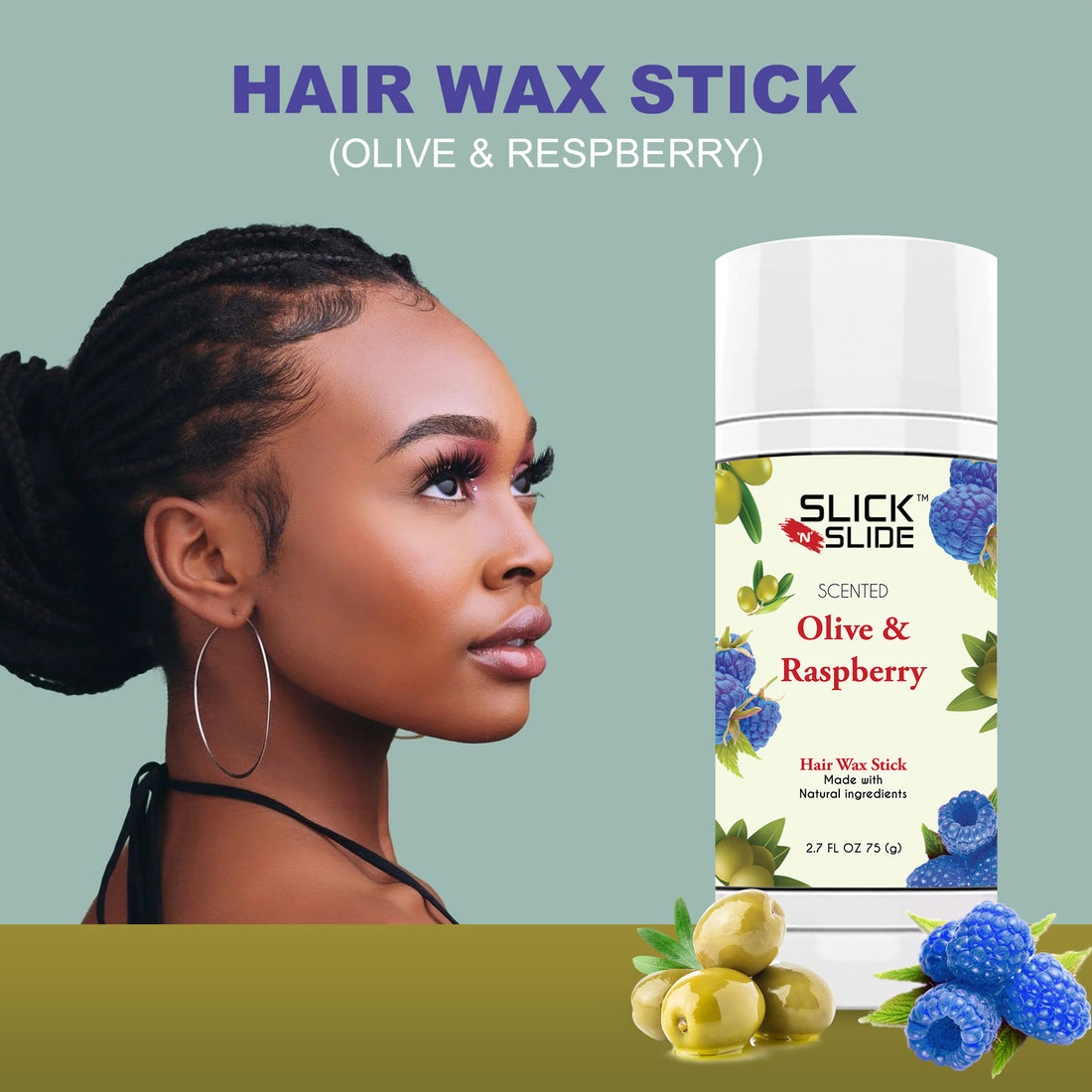 Slick N Slide Olive &amp; Raspberry Scented Hair Wax 2.7 fl oz