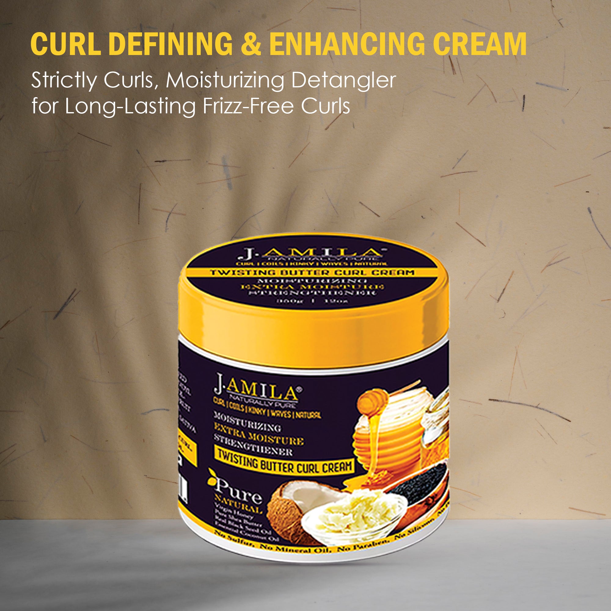 J. AMILA Naturally Pure Extra Moisturizing Strengthener Twisting Butter Curl Cream For Long Lasting Frizz-Free Curls Suitable For All Hair Types 12 oz