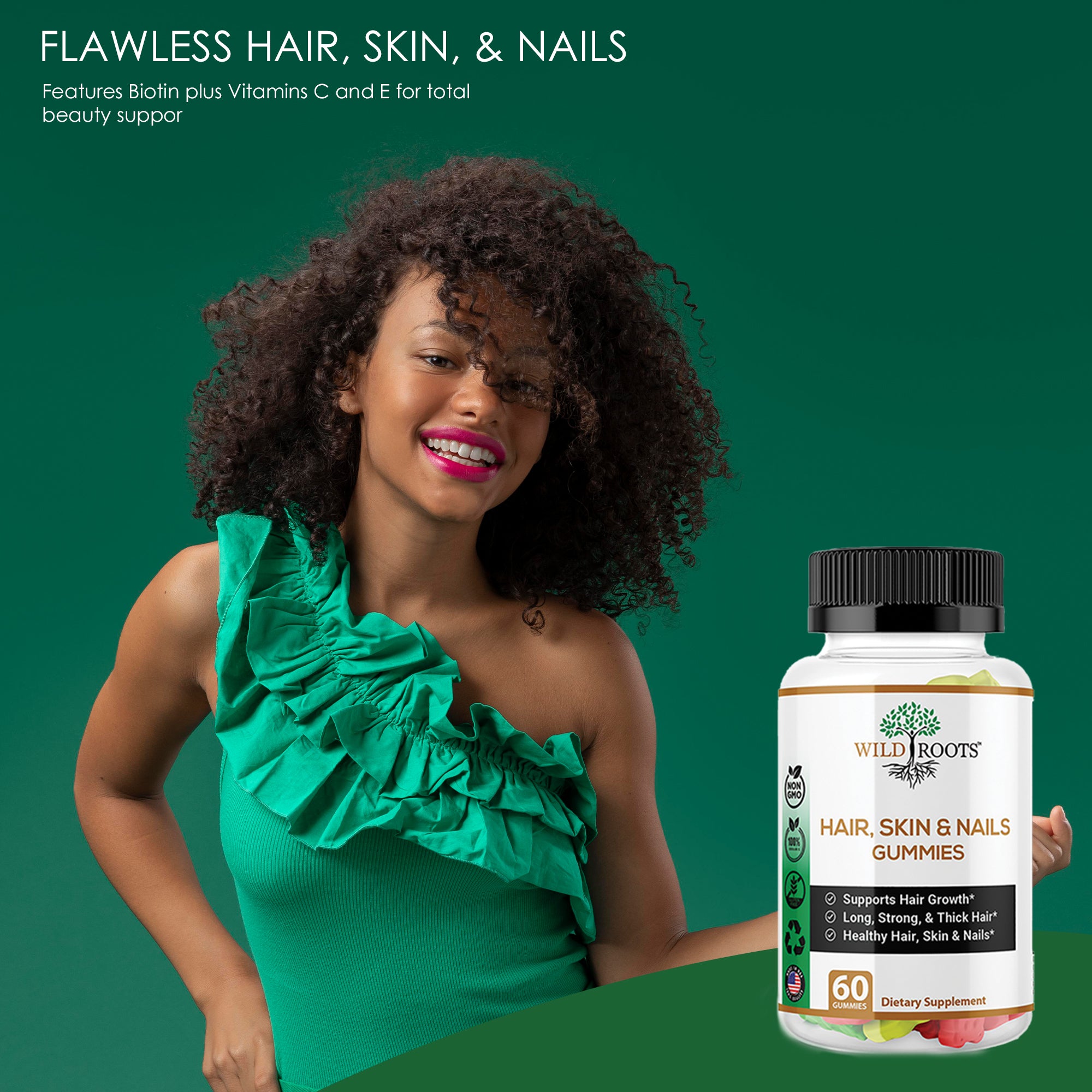 WildRoots Hair, Skin &amp; Nails 60 Gummies