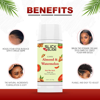 Slick N Slide Almond &amp; Watermelon Hair Wax Stick 2.7 fl oz