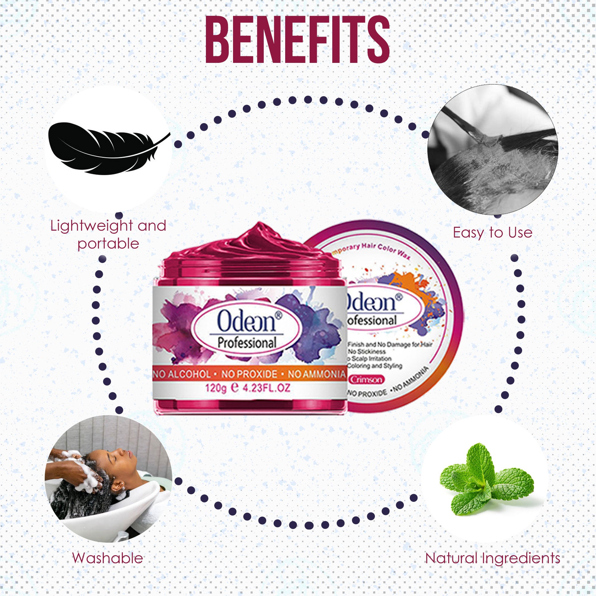 ODEON® Professional  HAIR COLOR WAX Purple &amp; Crimson Pack of 2 (4.23oz)