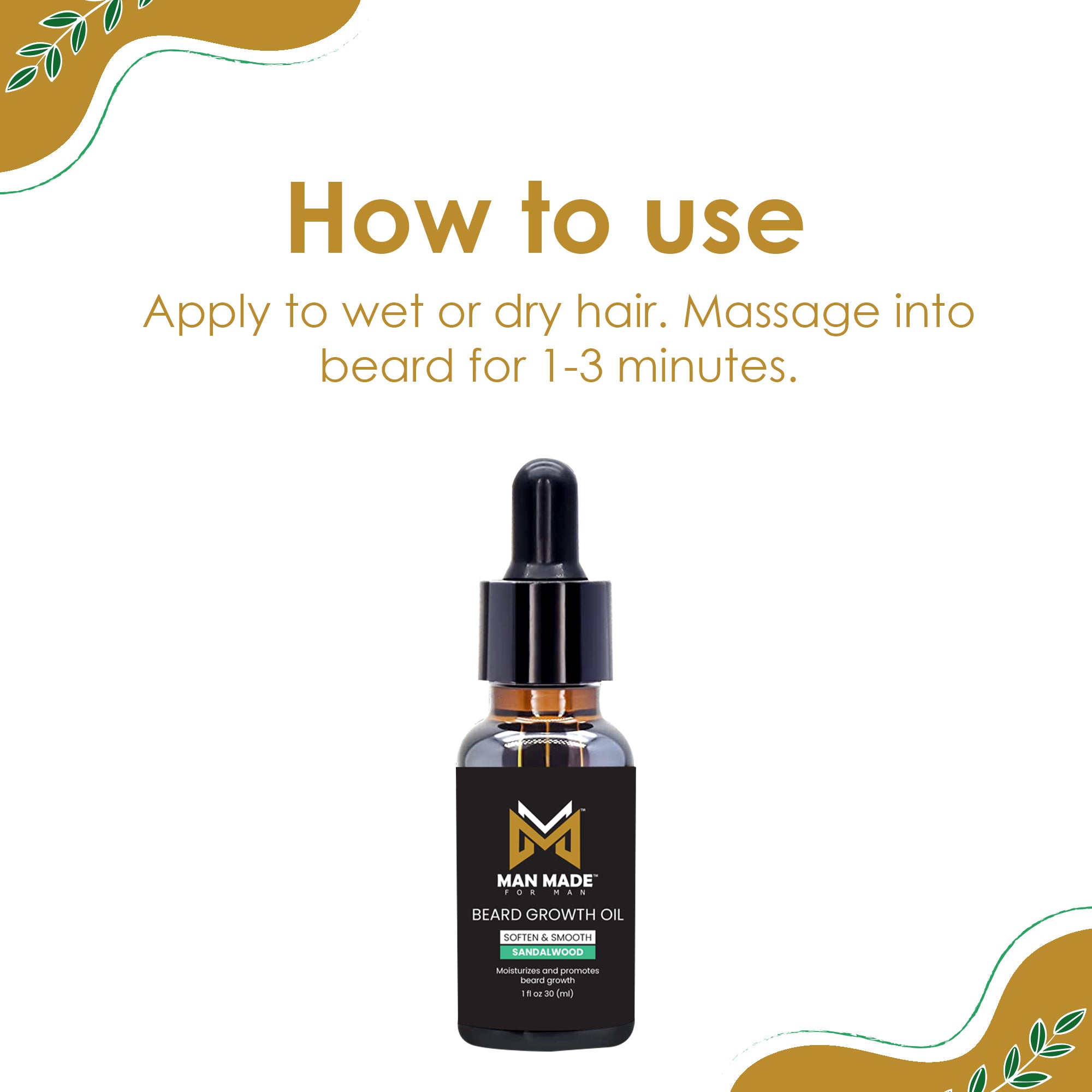 Man Made Beard Growth Oil Soften Smooth Sandalwood (1oz)