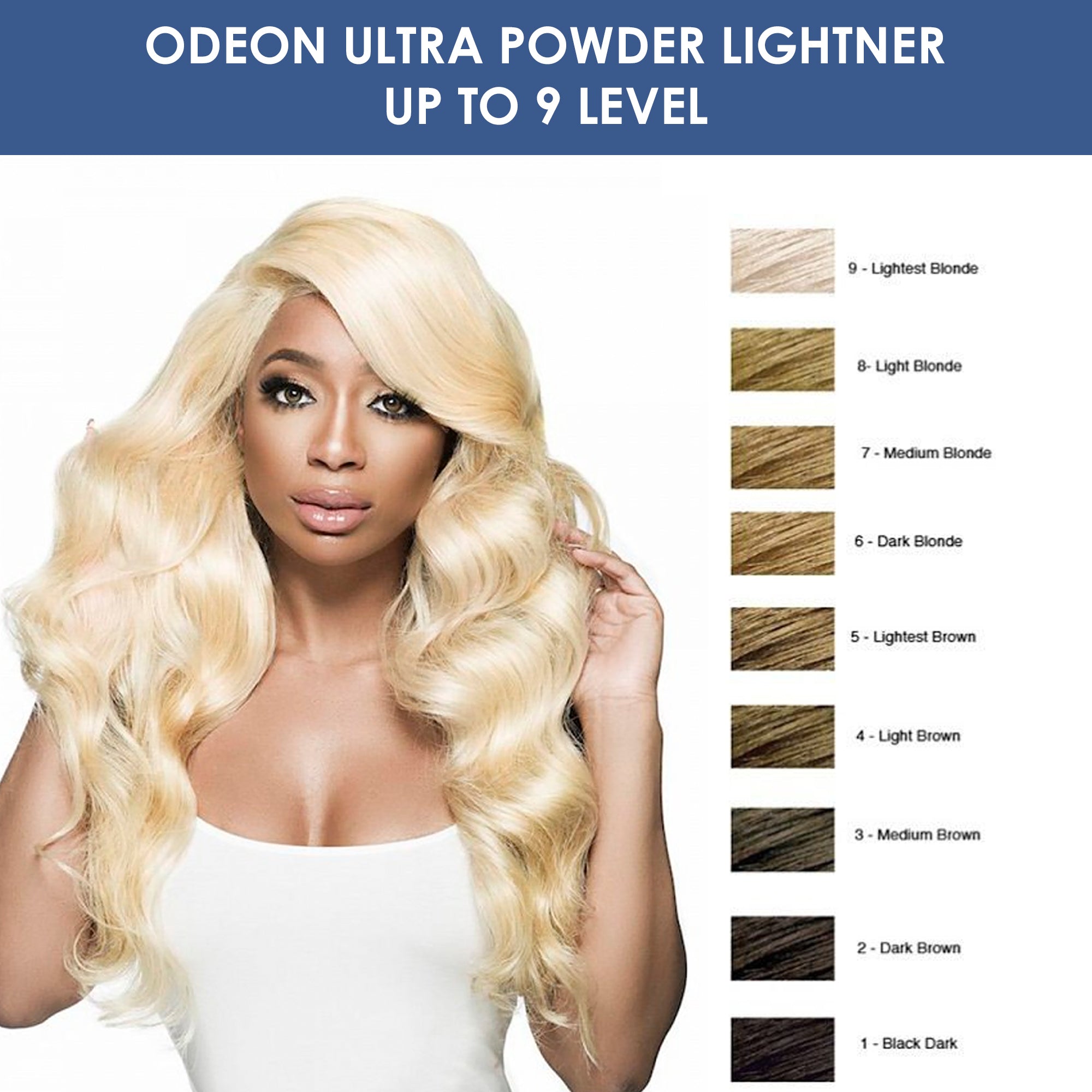 Odeon Professional Ultra-Lifting Powder Lightener Up to 9 Levels with Mixing Bowl and Dye Brush 4oz (118g)