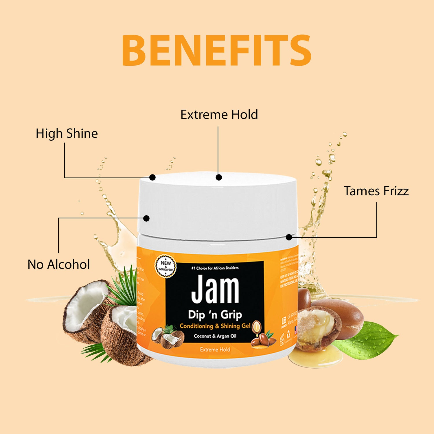 Jam Dip N Grip Coconut &amp; Argan Oil Shining Gel (6oz)