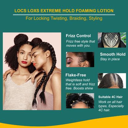 Stylo Locs Loxs Super Hold Hair Gel &amp;  Styling Foaming Lotion Black Castor Oil &amp; Sea Moss