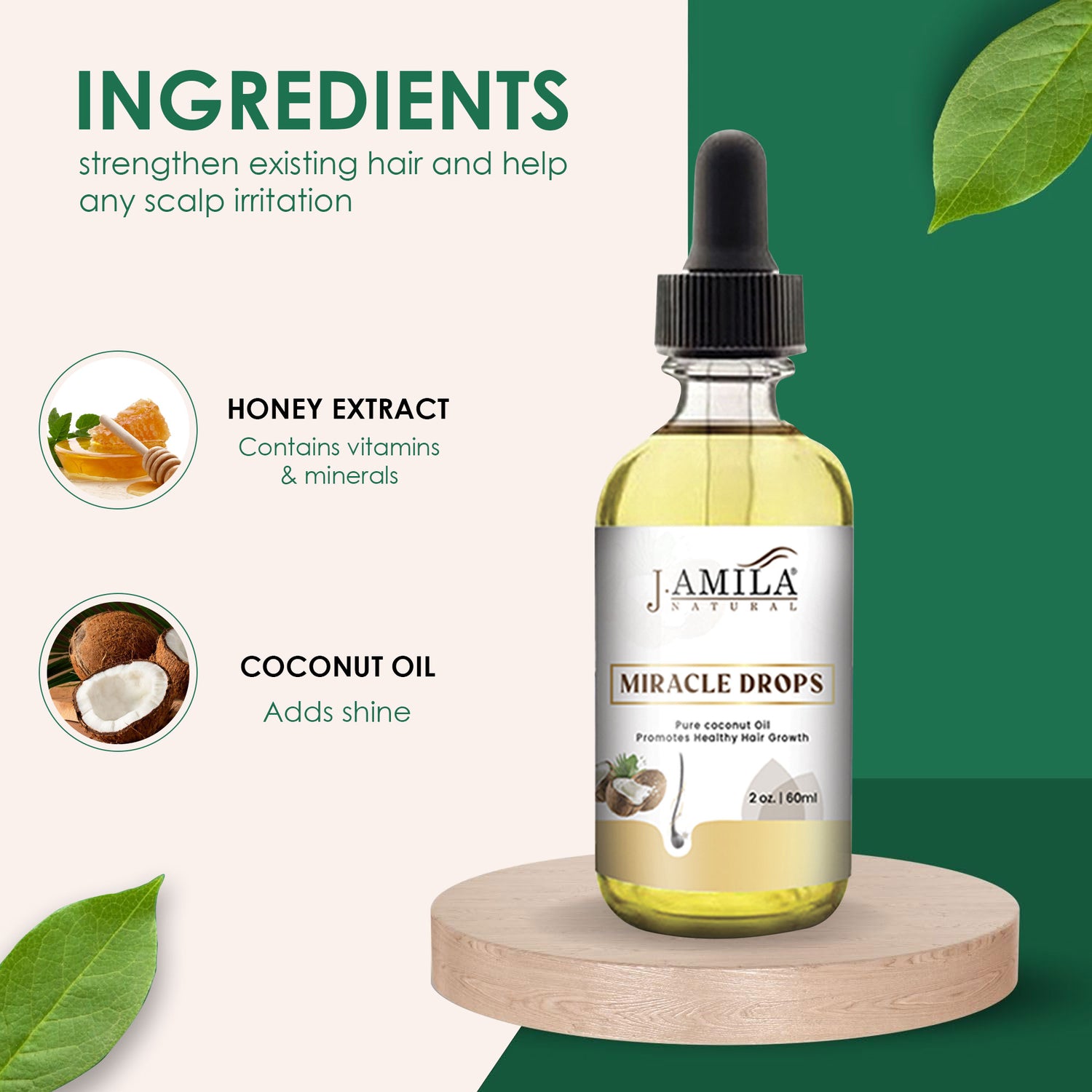 J. AMILA Natural Miracle Drops Pure Coconut Oil (2oz)