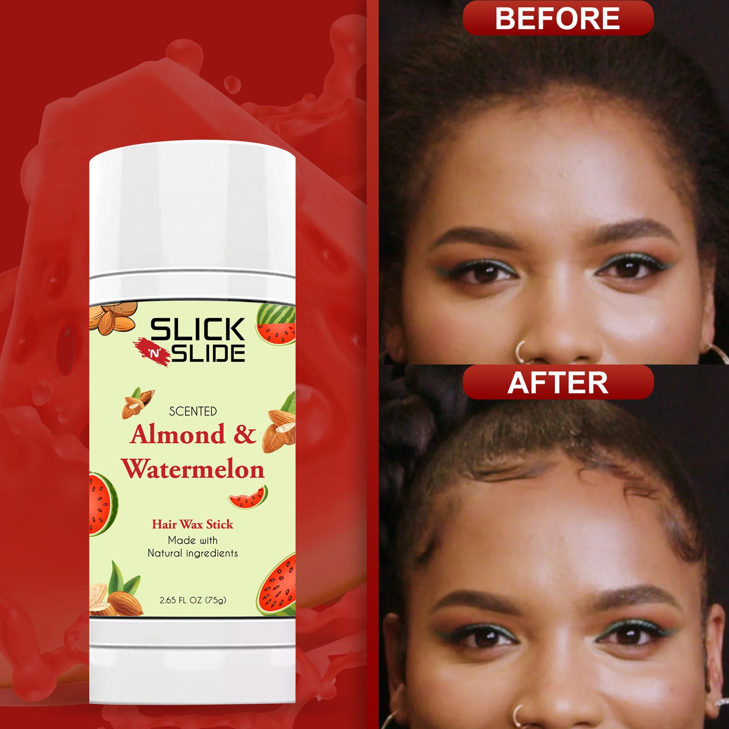 Slick N Slide Almond &amp; Watermelon Hair Wax Stick 2.7 fl oz