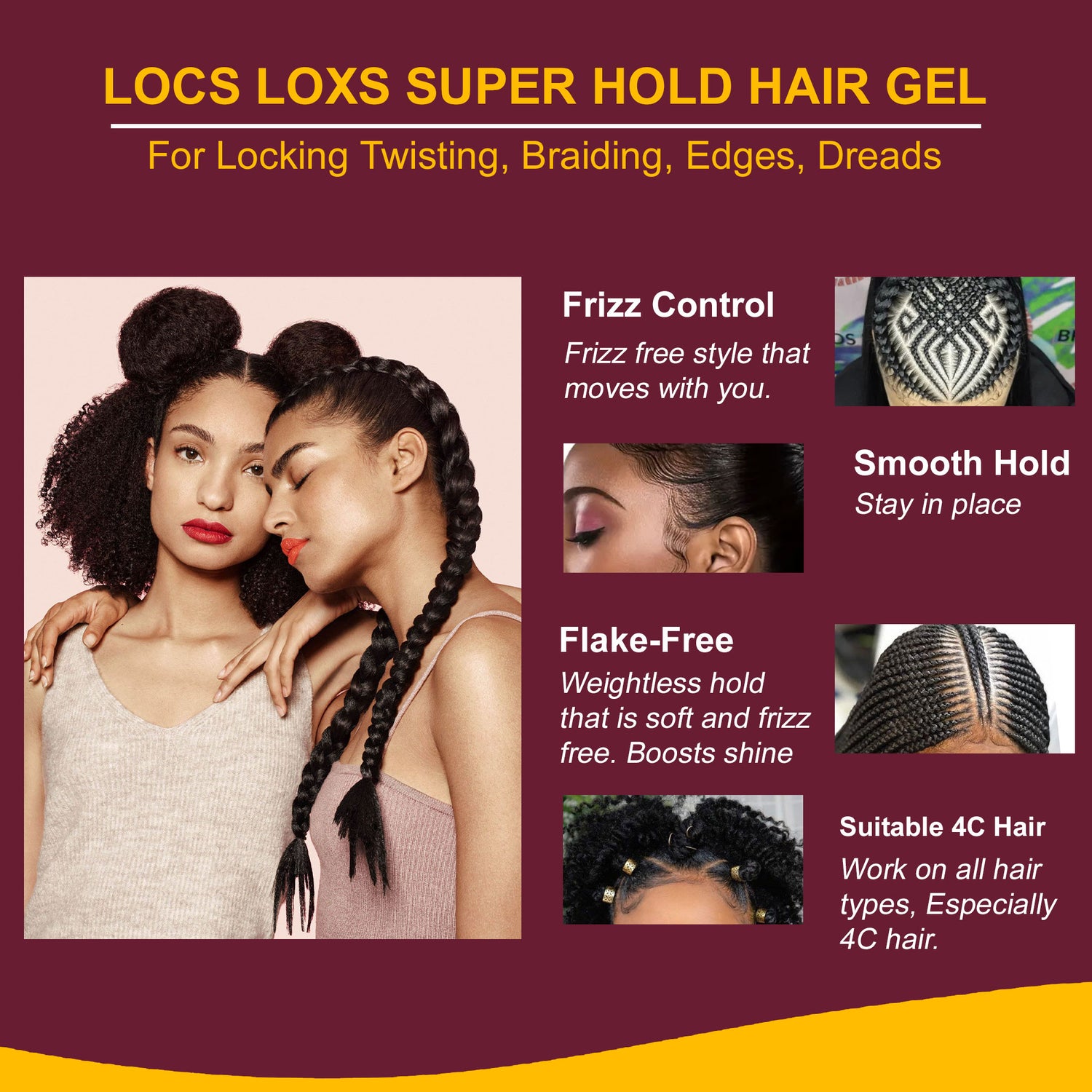 STYLO Locs Loxs Super Hold Hair Gel With Free Comb (16 Fl Oz)