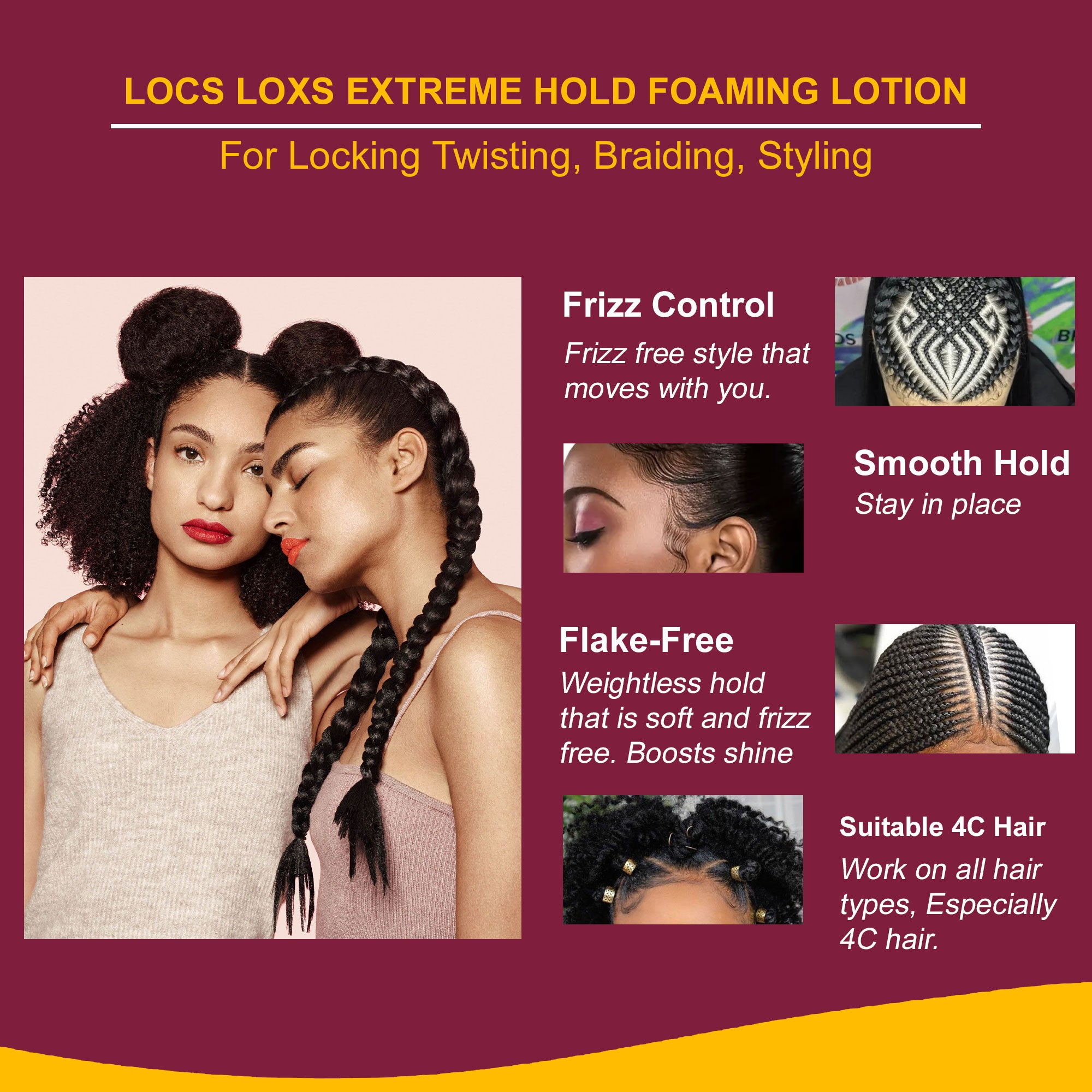 Stylo Locs Loxs Moisturizing Hair Styling Foaming Lotion Extreme Hold (8oz)