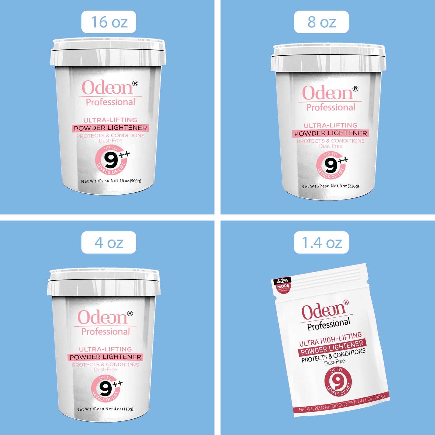 Odeon Professional Ultra-Lifting Powder Up To 9++ level With Mixing Bowl &amp; Dye Brush (4oz)