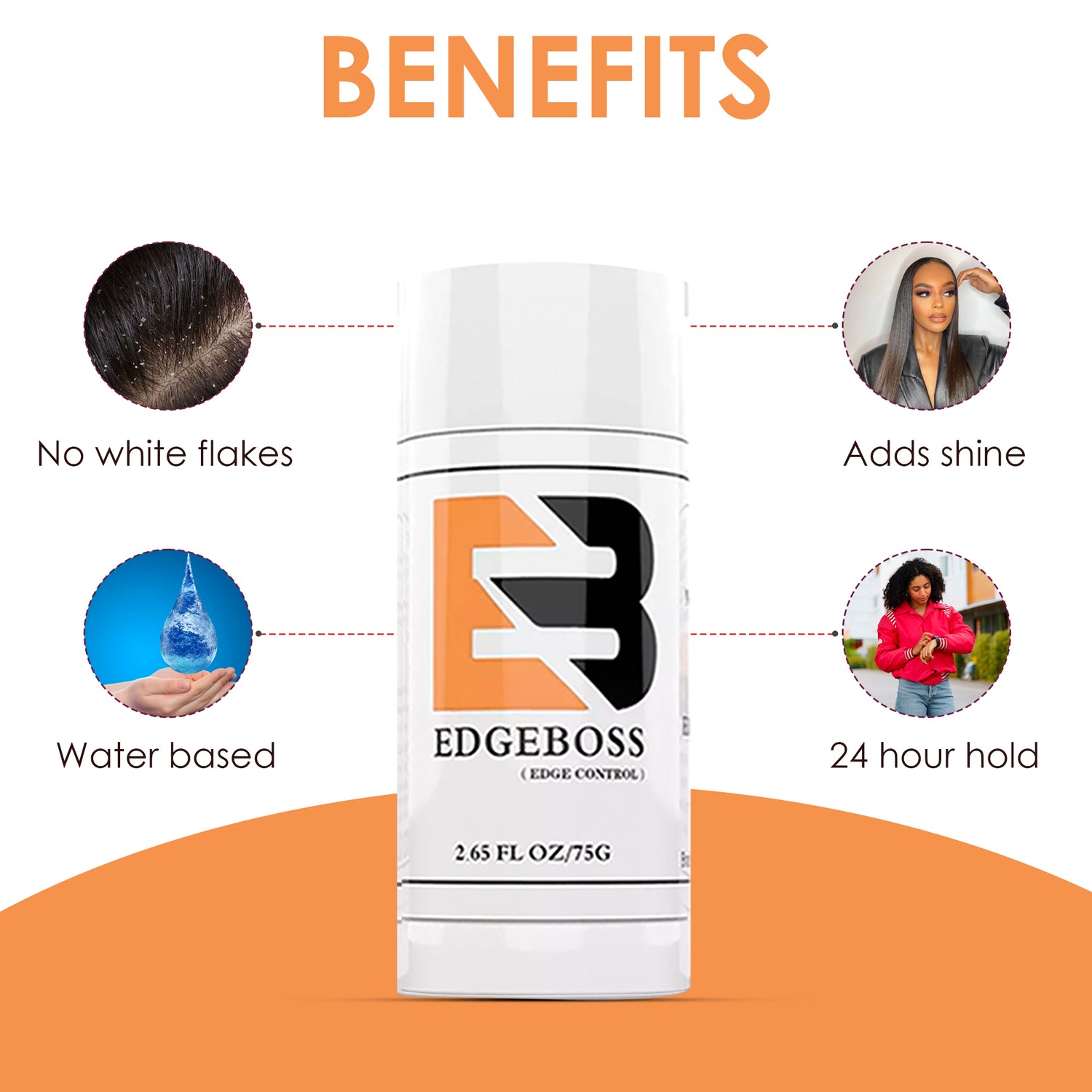 EDGEBOSS Hair Care, Hair Wax Stick Mangoo &amp; Sweet Peach, Wax Stick For Hair Slicking 2.65 fl oz (pack of 2)