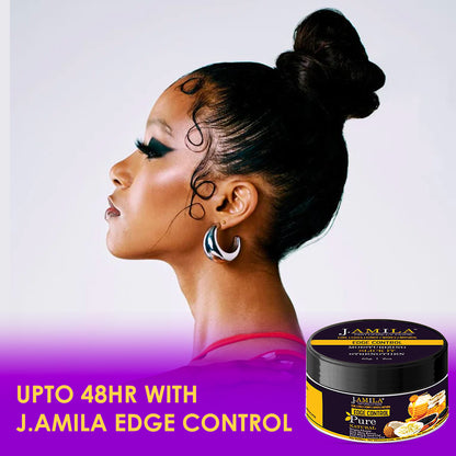 J. Amila Naturally pure Hair Care Edge Control Slick It Strengthen, Flake Free, Edge Control Hair Wax For All Hair Types 4 oz