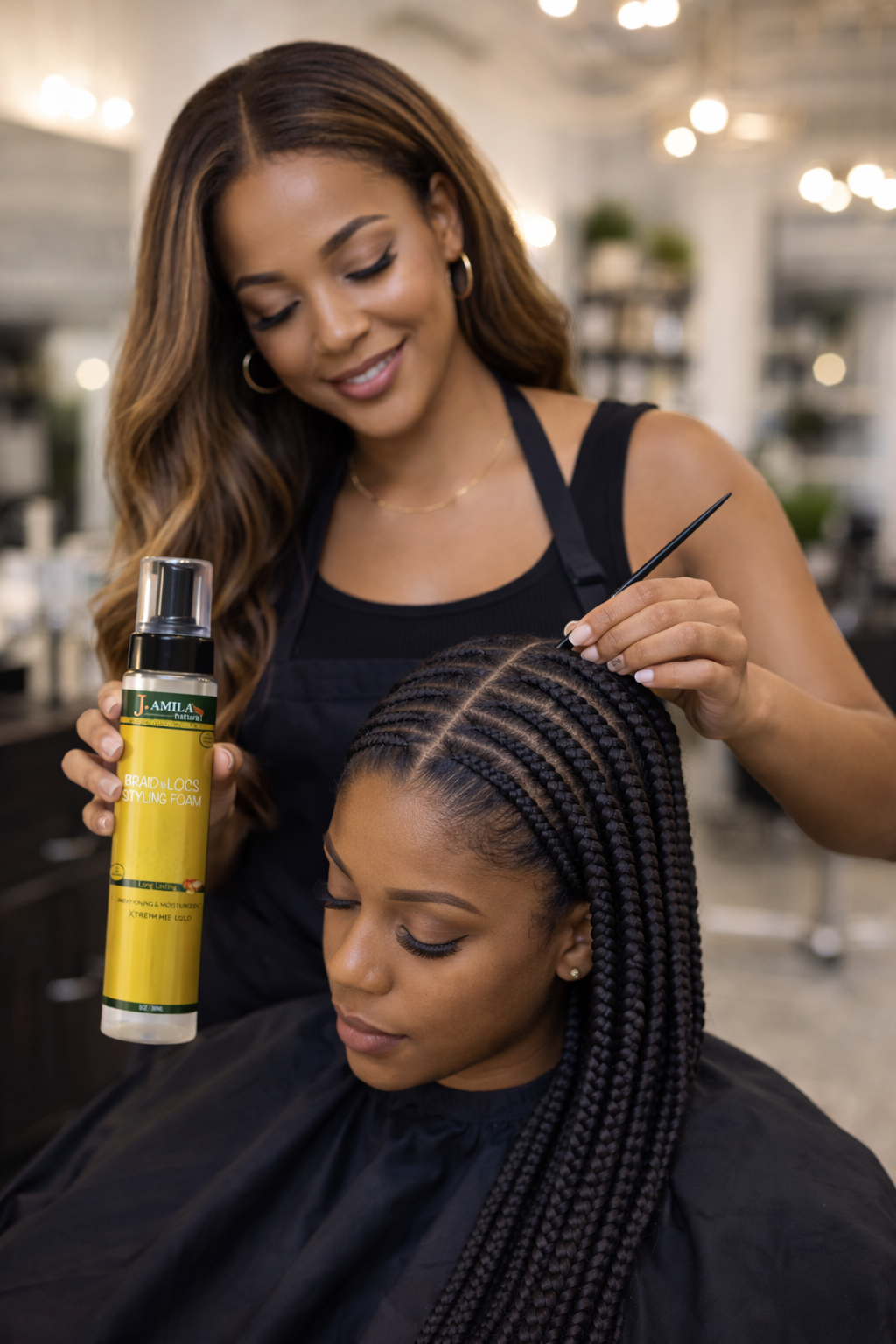 J. AMILA® Braid ’N Locs Styling Foam – Extreme Hold, Long-Lasting Shine (8oz)