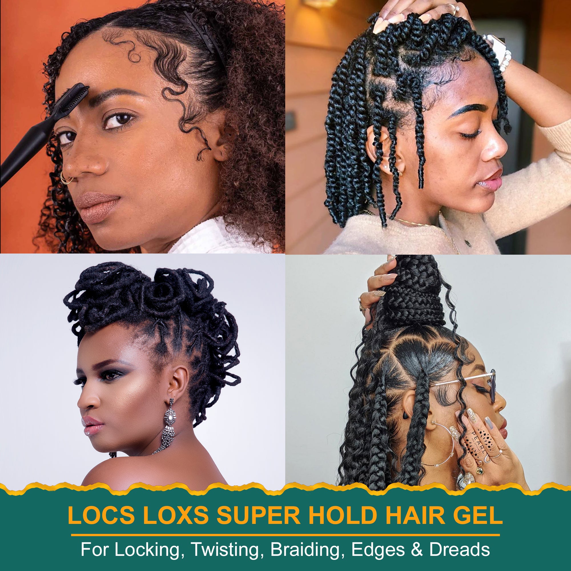 Stylo Locs Loxs Super Hold Hair Gel  Black Castor Oil &amp; Sea Moss with Free Comb (16oz)