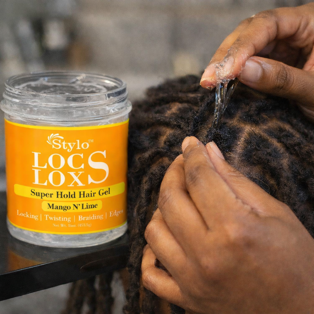 Stylo™ Locs Loxs Super Hold Hair Gel Locking, Twisting, Braiding &amp; Edges Hold Hair Gel - Mango N&