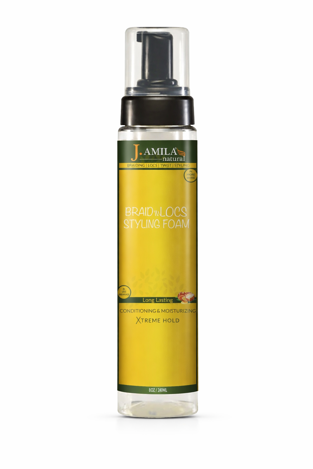 J. AMILA® Braid ’N Locs Styling Foam – Extreme Hold, Long-Lasting Shine (8oz)