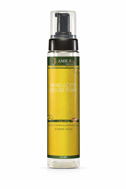 J. AMILA® Braid ’N Locs Styling Foam – Extreme Hold, Long-Lasting Shine (8oz)