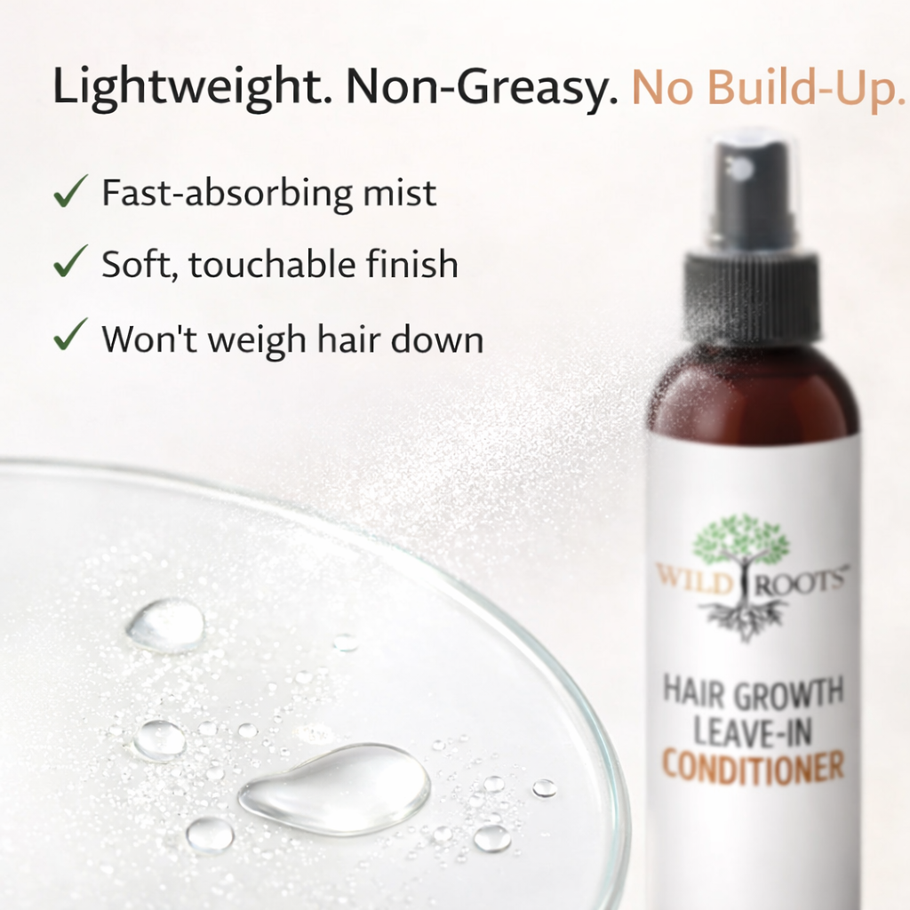 Wild Roots Hair Growth Leave-In Conditioner Spray – Thickening, Strengthening &amp; Volume Boost Treatment (8oz)