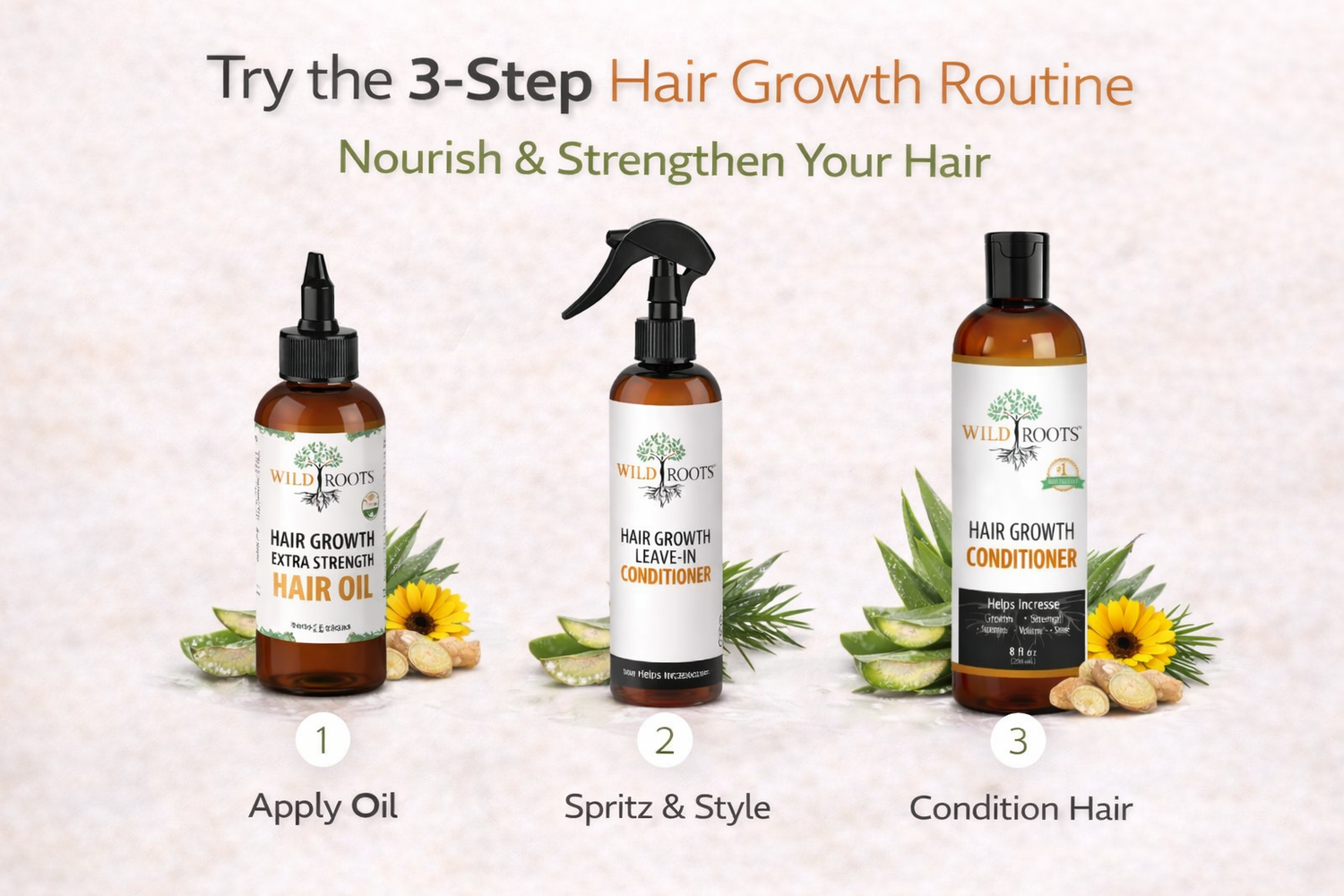 Wild Roots Hair Growth Conditioner – Strengthening &amp; Thickening Treatment for Fuller, Healthier Hair (8oz)