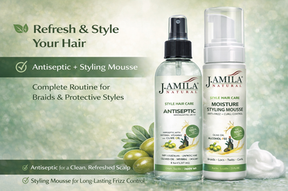 J. Amila Natural Antiseptic Spray with Olive Oil – Mentholated Scalp Relief, Itch Control &amp; Scalp Detox for Wigs, Braids &amp; Natural Hair (8 oz / 237 ml)