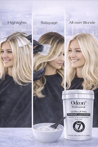 Odeon® Professional Ultra-Lifting Powder Lightener – Dust-Free Bleach, Up to 7 Levels of Lift (16 Oz)