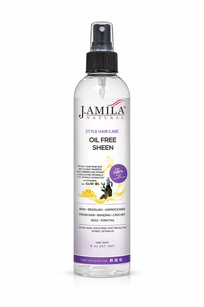 J. AMILA Natural Oil Free Sheen Spray with Vitamin E &amp; Olive Oil – Lightweight Shine, Heat &amp; UV Protection for Wigs, Braids &amp; Natural Hair 8 oz 237 ml