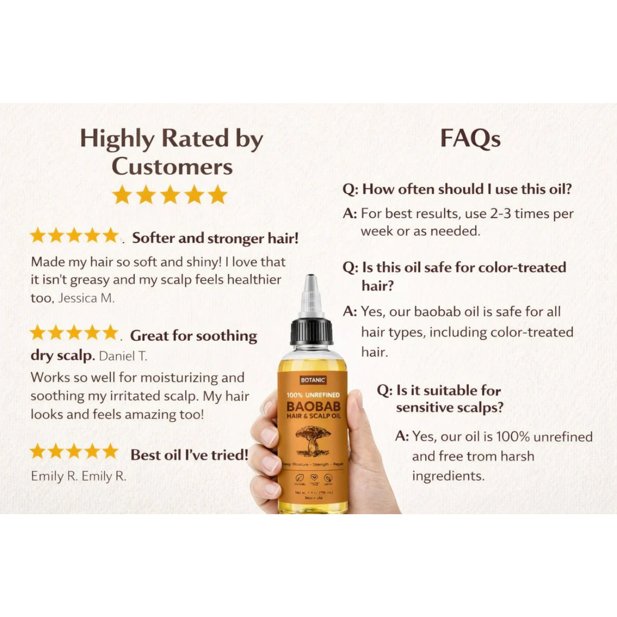 100% Unrefined Baobab Hair &amp; Scalp Oil – Deep Moisture, Strength &amp; Repair | Vegan, Cruelty-Free 4 fl oz (118 mL)