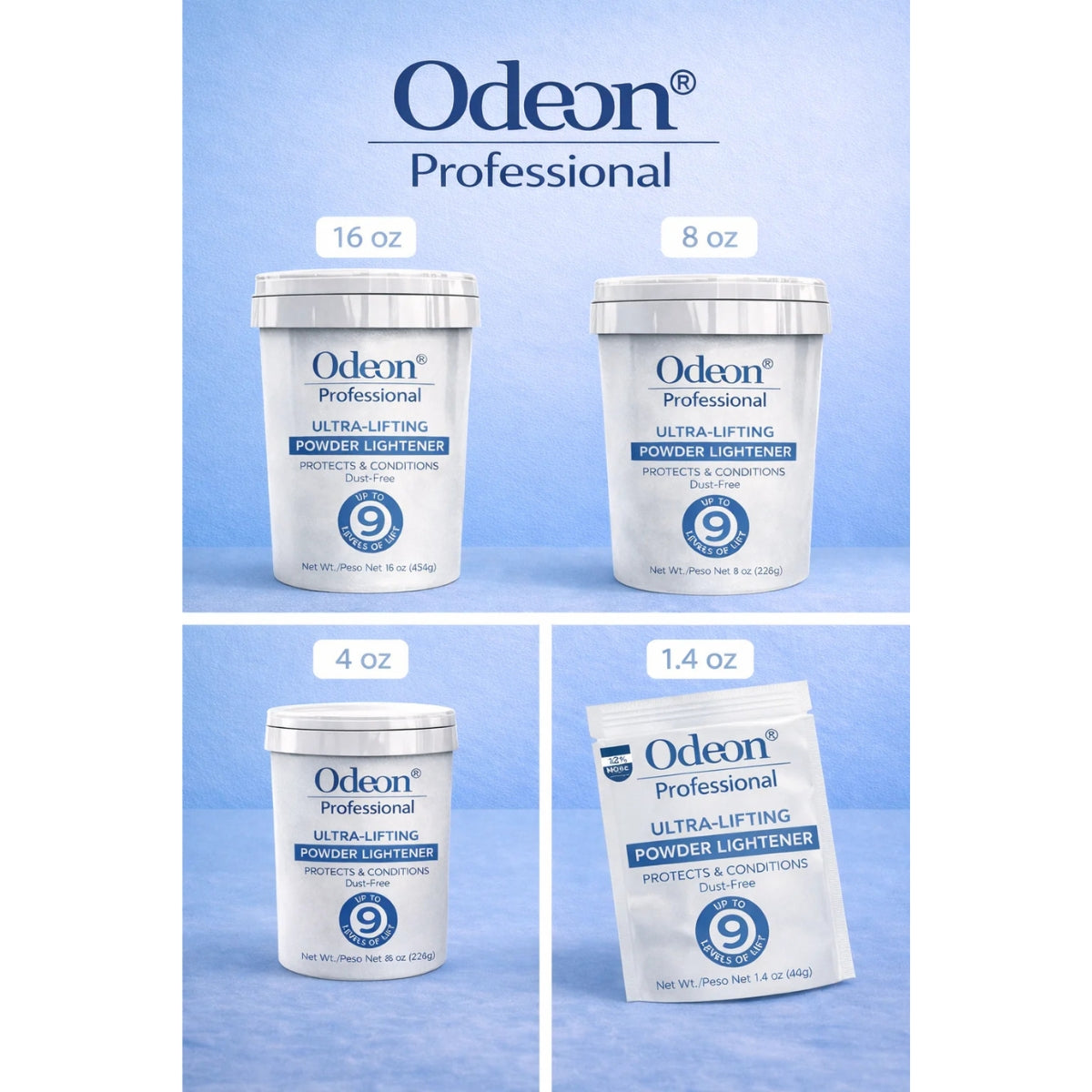 Odeon Professional Ultra-Lifting Powder Lightener Up to 9 Levels 16oz -500g