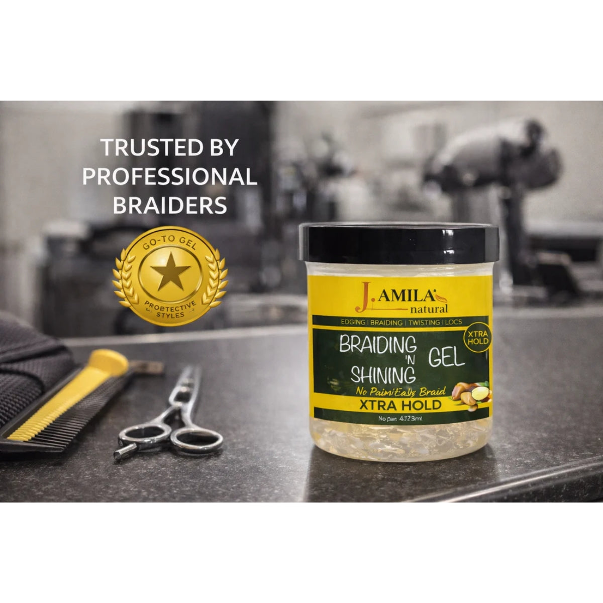 Jamila Natural Award-Winning Braiding ’N Shining Gel – Xtra Hold (16oz / 473ml)
