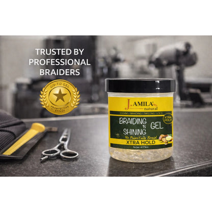 Jamila Natural Award-Winning Braiding ’N Shining Gel – Xtra Hold (16oz / 473ml)