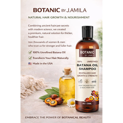 Botanic 100% Unrefined Batana Oil Shampoo – For Thicker, Fuller &amp; Healthier Hair 8 oz