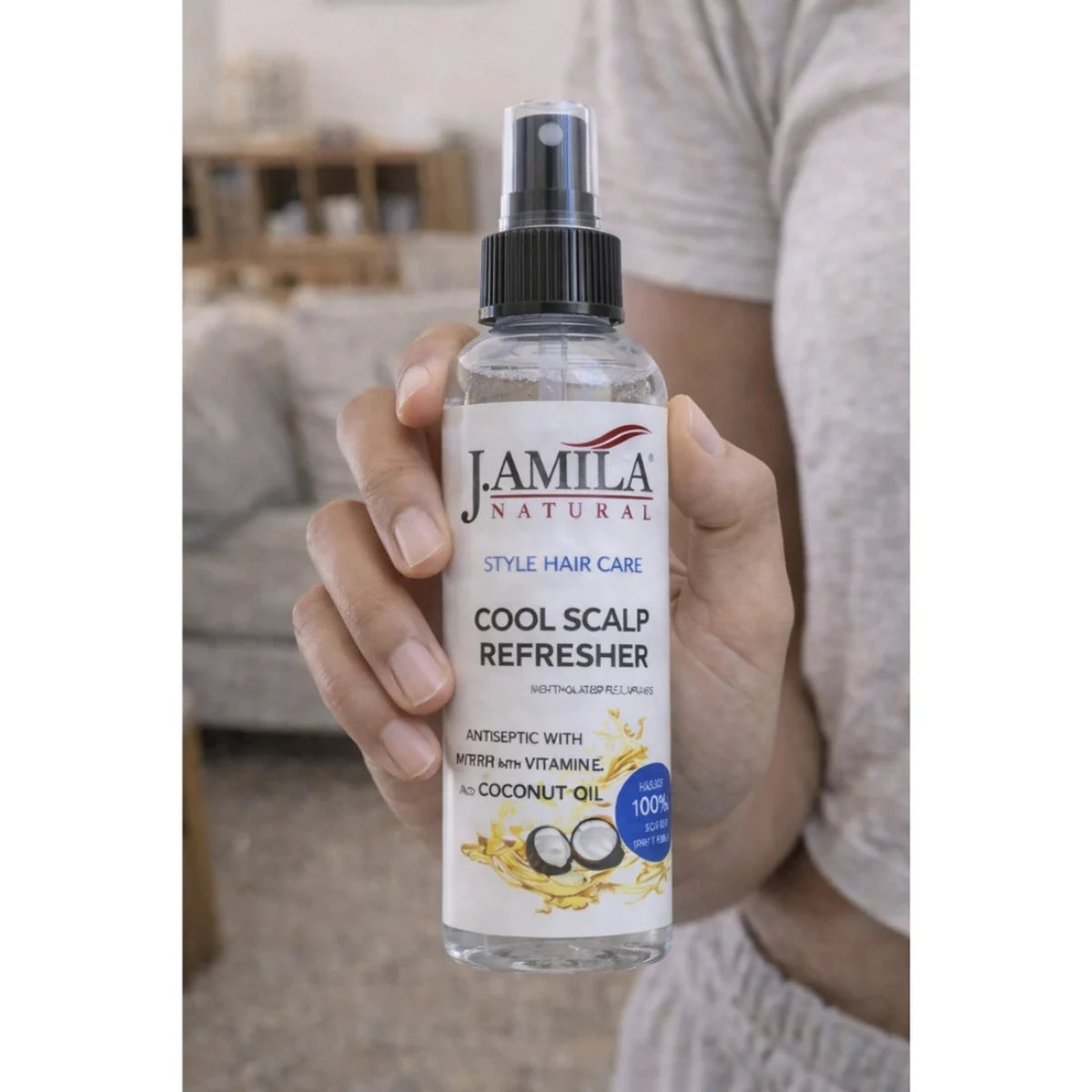 J. AMILA Natural Cool Scalp Refresher with Menthol, Myrrh, Vitamin E &amp; Coconut Oil – Cooling Scalp Spray for Braids, Wigs, Natural &amp; Synthetic Hair (8 oz)