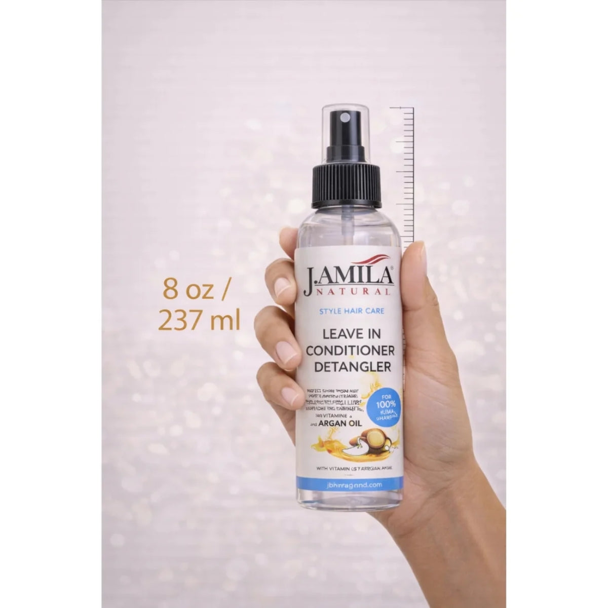 J. AMILA Natural Leave-In Conditioner &amp; Detangler with Vitamin E &amp; Argan Oil – Heat &amp; UV Protection for Natural, Wigs, Braids &amp; Synthetic Hair (8 oz)