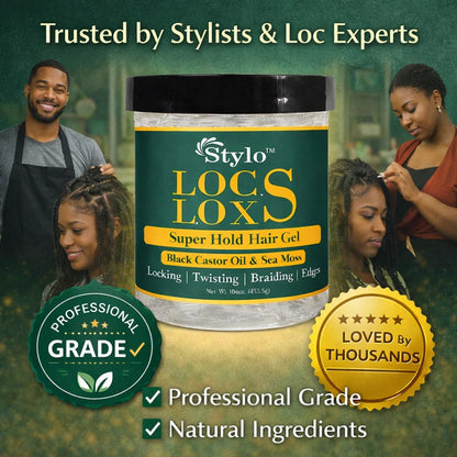 STYLO™ Locs Loxs Super Hold Hair Gel &amp;  Styling Foaming Lotion Black Castor Oil &amp; Sea Moss