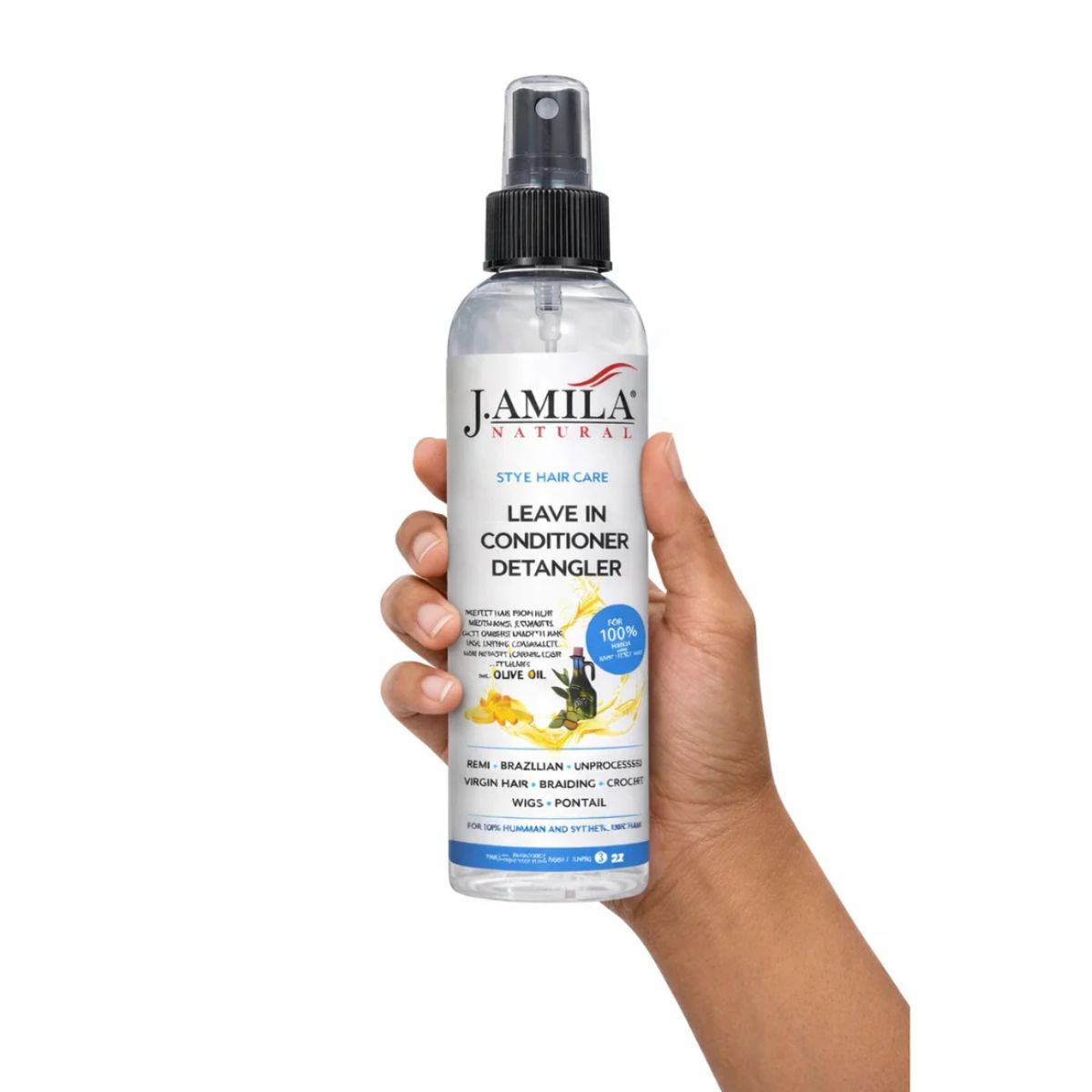 J. AMILA Natural Leave-In Conditioner &amp; Detangler Spray with Vitamin E &amp; Olive Oil – Heat &amp; UV Protection for Wigs, Braids, Natural &amp; Synthetic Hair (8 oz)